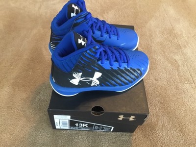New Under Armour Boys Pre-School Jet Mid Basketball Shoes Blue...