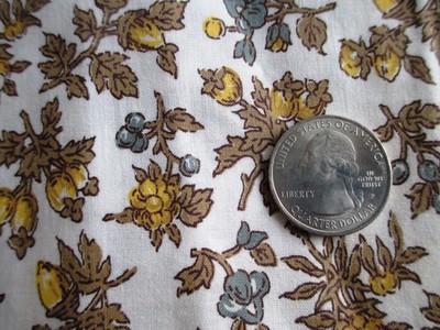 Vintage Cotton Fabric White Taupe & Gold Print 36in Wide 1/2yd Long 1950's