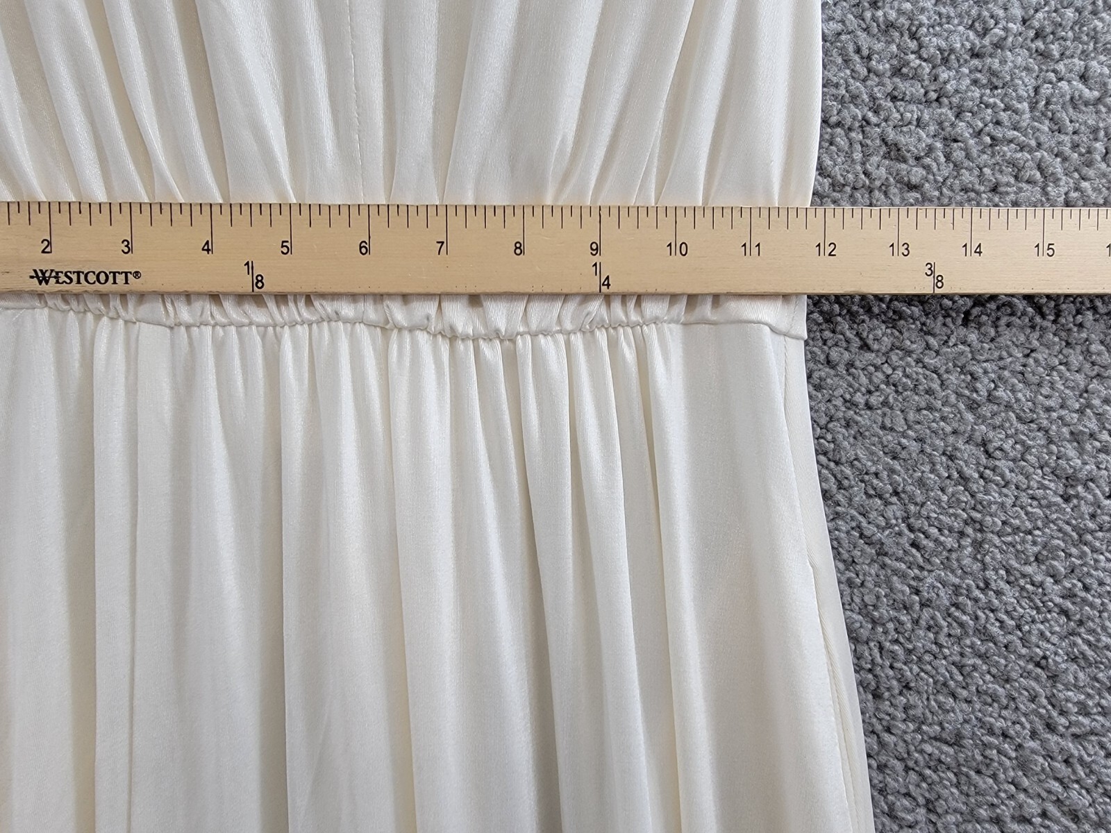 Dress the Population Krista Plunge Neck Side Slit Gown Women's XS Ivory Back Zip - Picture 7 of 17
