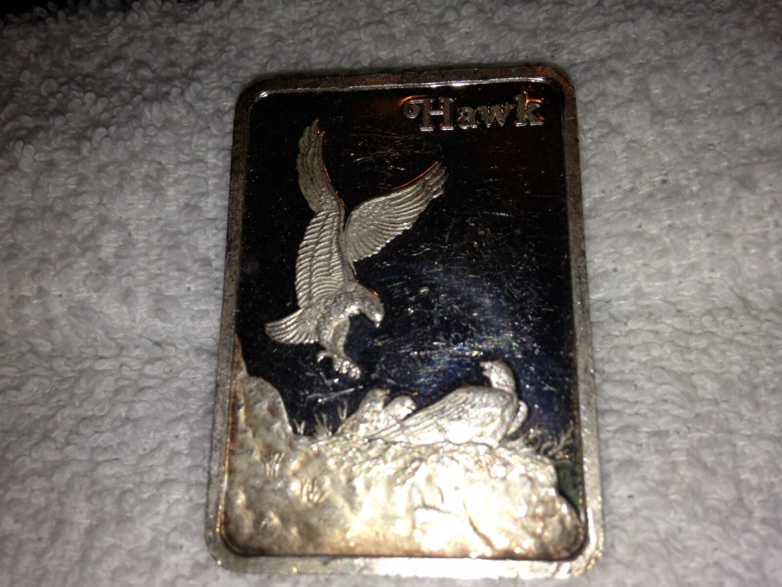 Hawk - Birds of America silver bar - tarnished