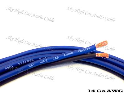 100' feet TRUE 14 Gauge AWG BL/BK Speaker Wire Car Home Audio ft GA