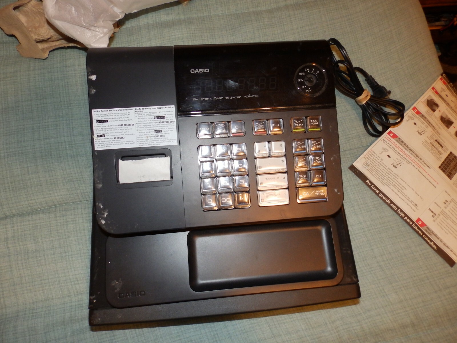 Casio PCR 272 Cash Register Small Business Retail Sales TESTED N WORKING NO KEYS