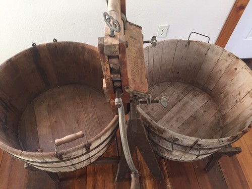 Vintage Anchor Wringer Washing Machine with Wooden Tubs
