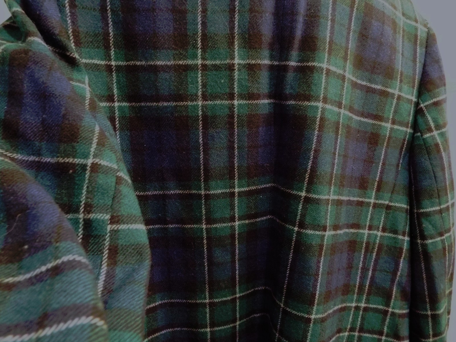 Pendleton Blue Green Black Plaid Women's S-12 one button Blazer Jacket 100% Wool