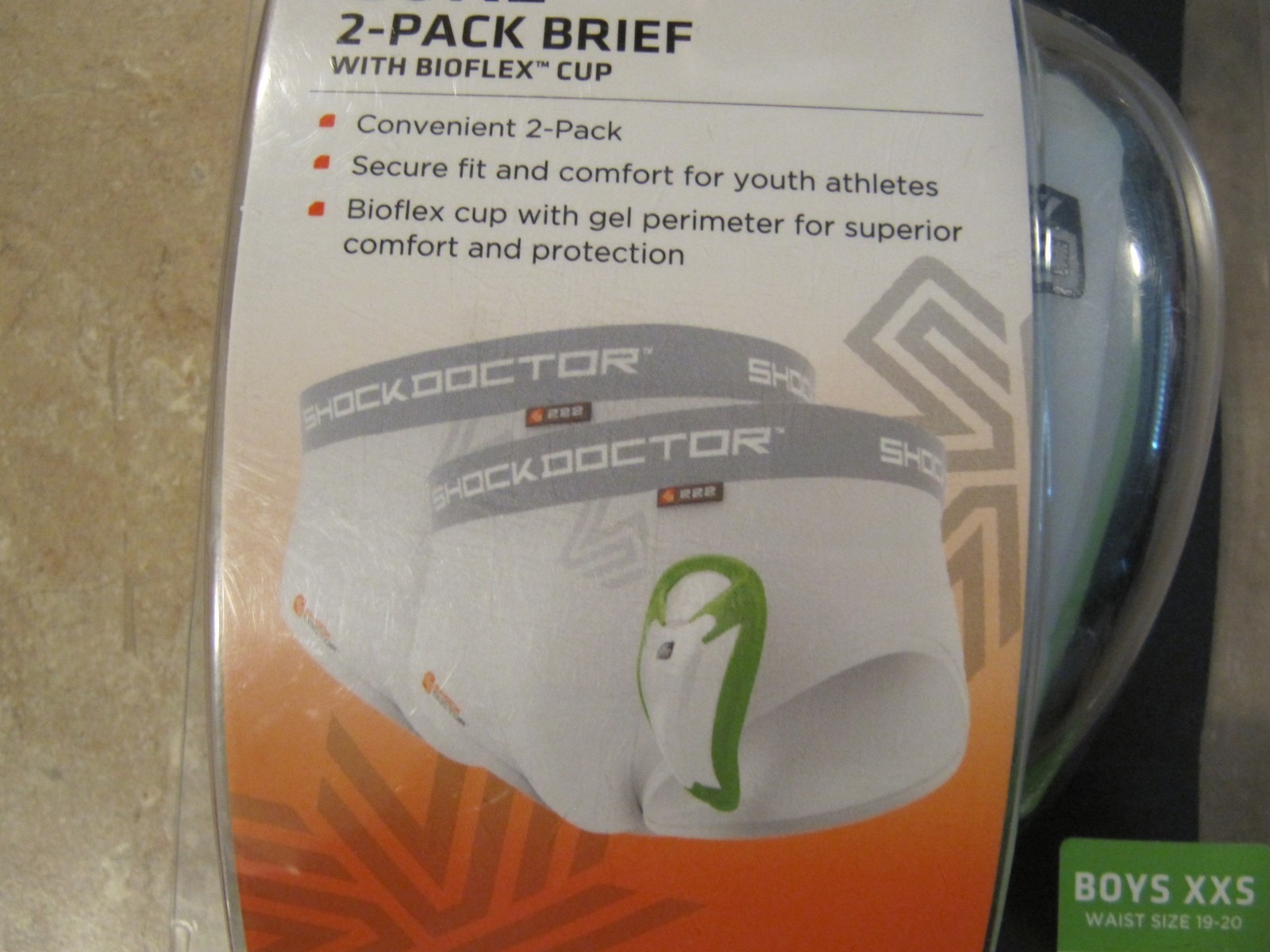 New Shock Doctor Core 2 pack brief with bioflex  protective cup Boys XXS