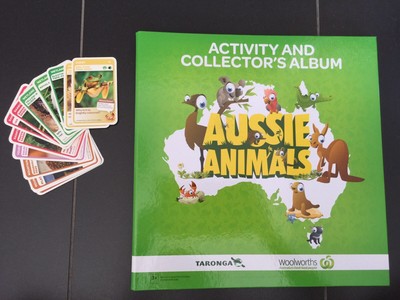 WOOLWORTHS Aussie Animals Activity and Collector's ALBUM - Green - 32 Cards NEW