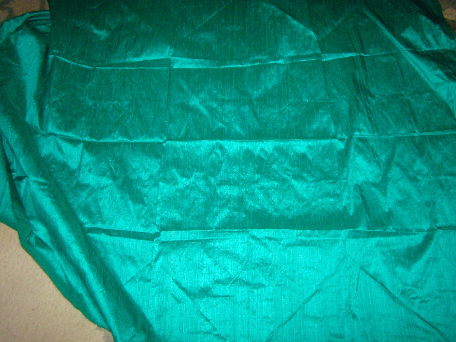 VINTAGE Green PURE SILK FABRIC ***** TWO YARDS 43