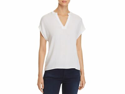 $240 Vero Moda Women'S White Lou Notched-Neck Short Sleeve Shirt Top Size M