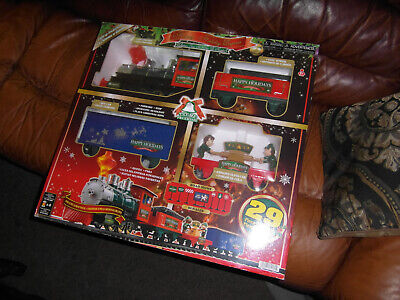 Eztec Happy Holidays Express 29 Piece Christmas Train Set Box car MISSING TRACKS