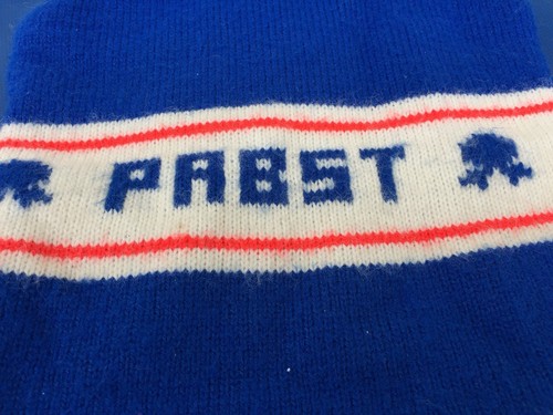 Vintage Pabst Blue Ribbon PBR Beer Logo Blue Red Winter Knit Beanie Stocking Cap