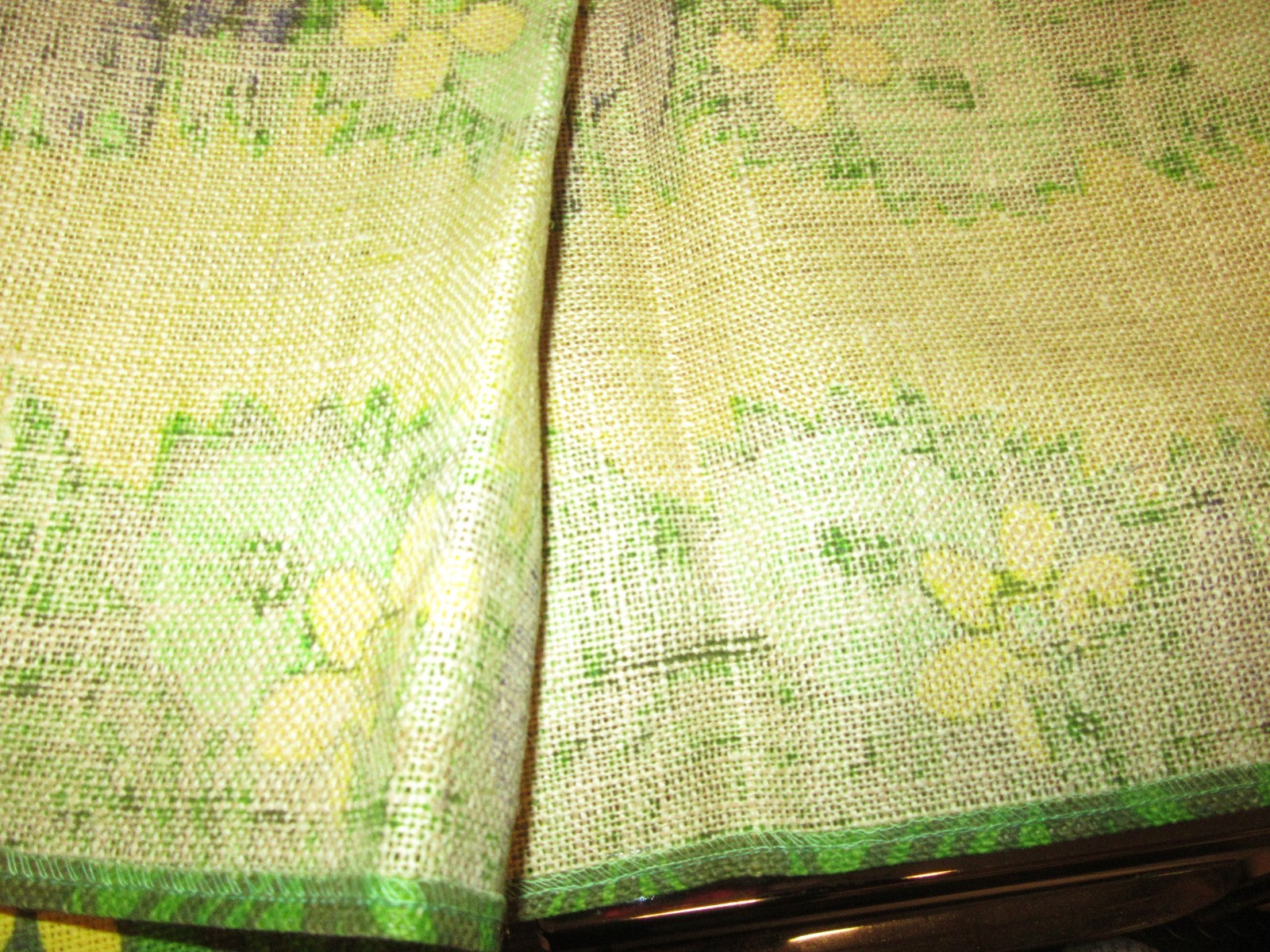 2 Vintage Mod Flower Burlap Table Runners - 59