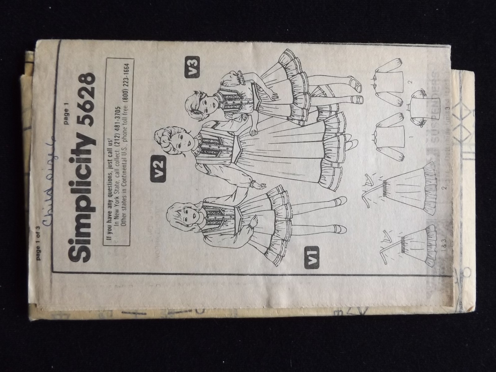 Simplicity Girls Ruffled Suspender Yoked Skirt & Blouse Pattern Girls Size 6