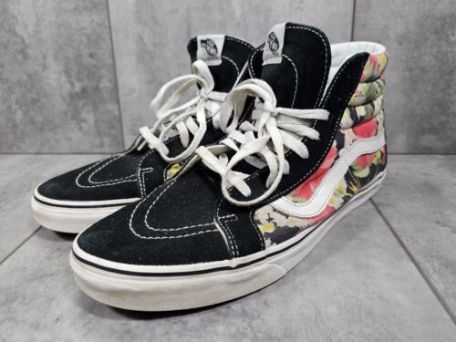 VANS Off the Wall Sk8-Hi Black Hawaiian Floral Flowers High VANS Off the Wall Sk8-Hi Black Hawaiian Floral Flowers High