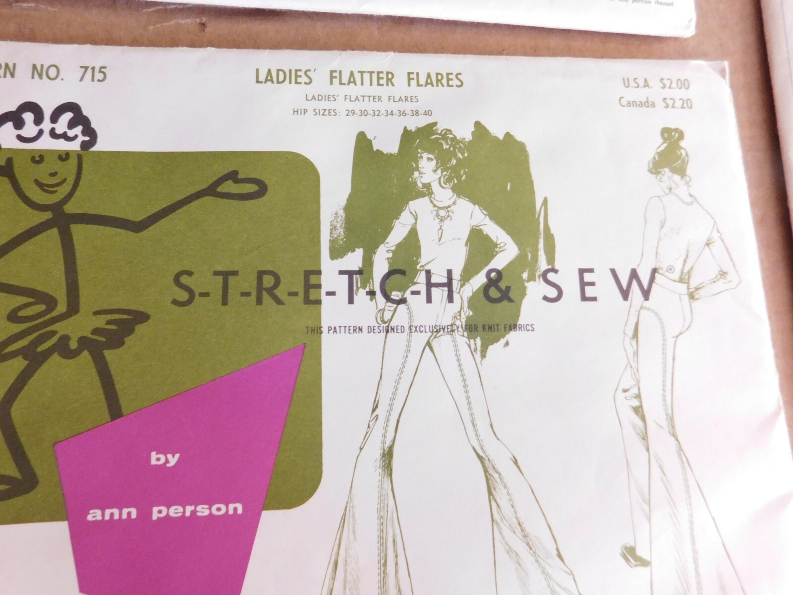 LOT OF 3 VINTAGE STRETCH & SEW PATTERNS HALTER BIKINI,FLATTER FLARES,MENS SHIRTS