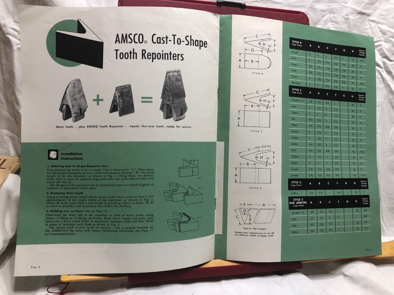 Amsco Bulletin WA-77 repointers/grouser bars/filler bars/plate  Weldments