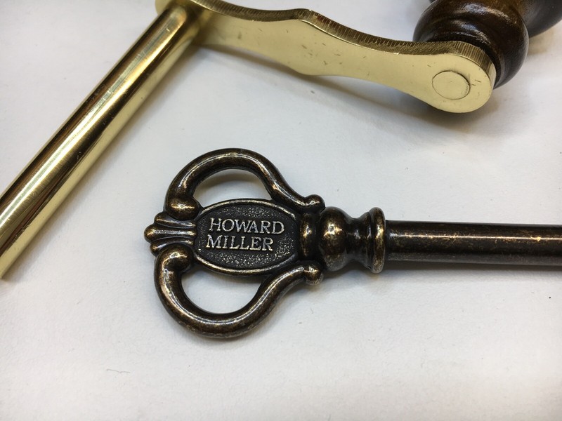 Original Howard Miller Grandfather Clock Antique Finish Door Key and