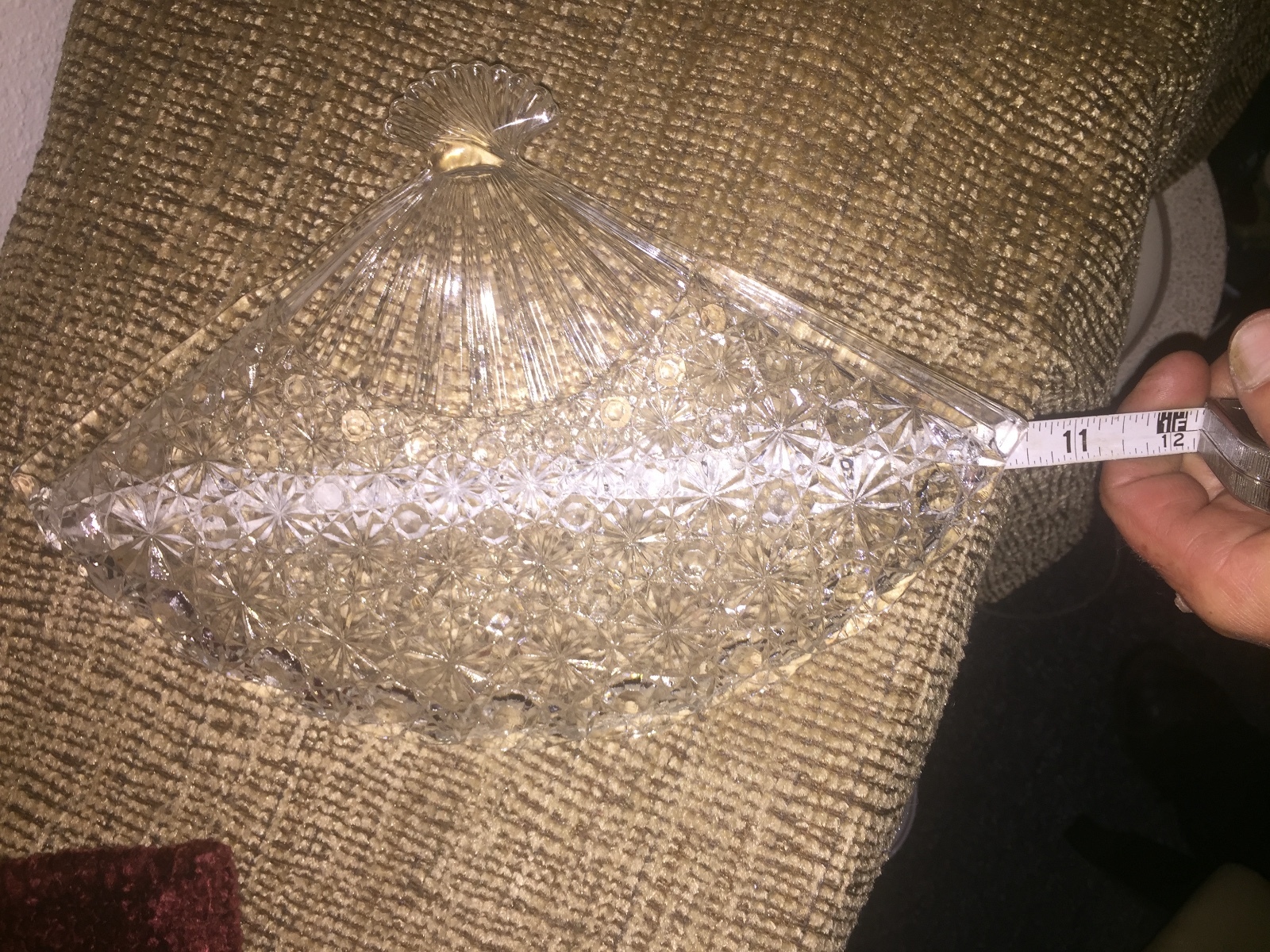 Vintage Glass Fan Shaped Relish Serving Dish Tray