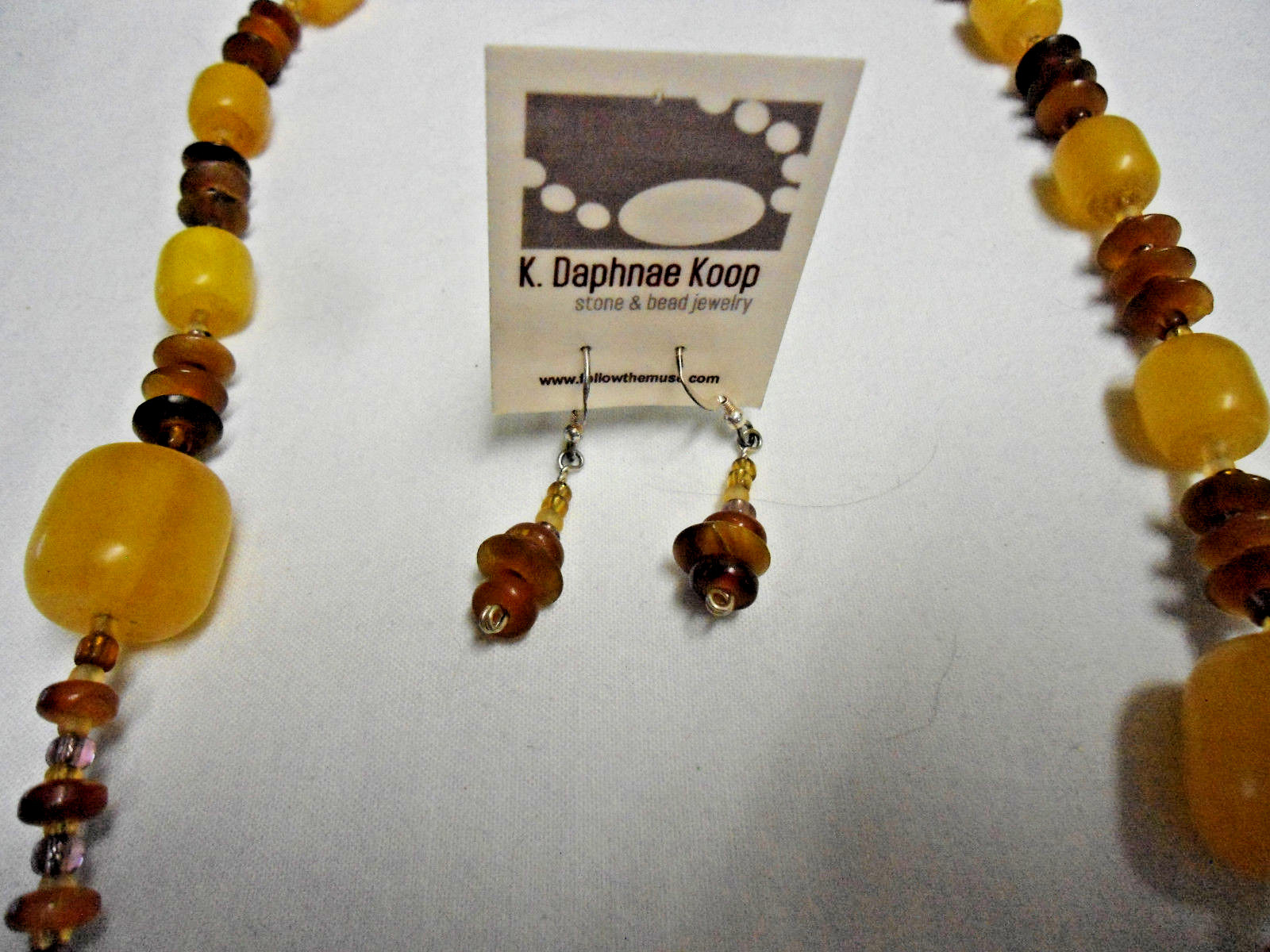 Stone and Bead Jewelry  K.DAPHNAE KOOP Necklace / Earrings Set NWT .