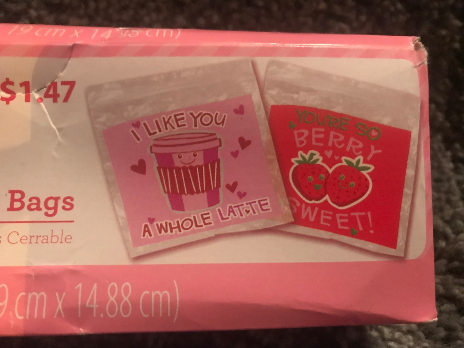 Valentine's Day  RESEALABLE ZIP CLOSE BAGS     20 ct