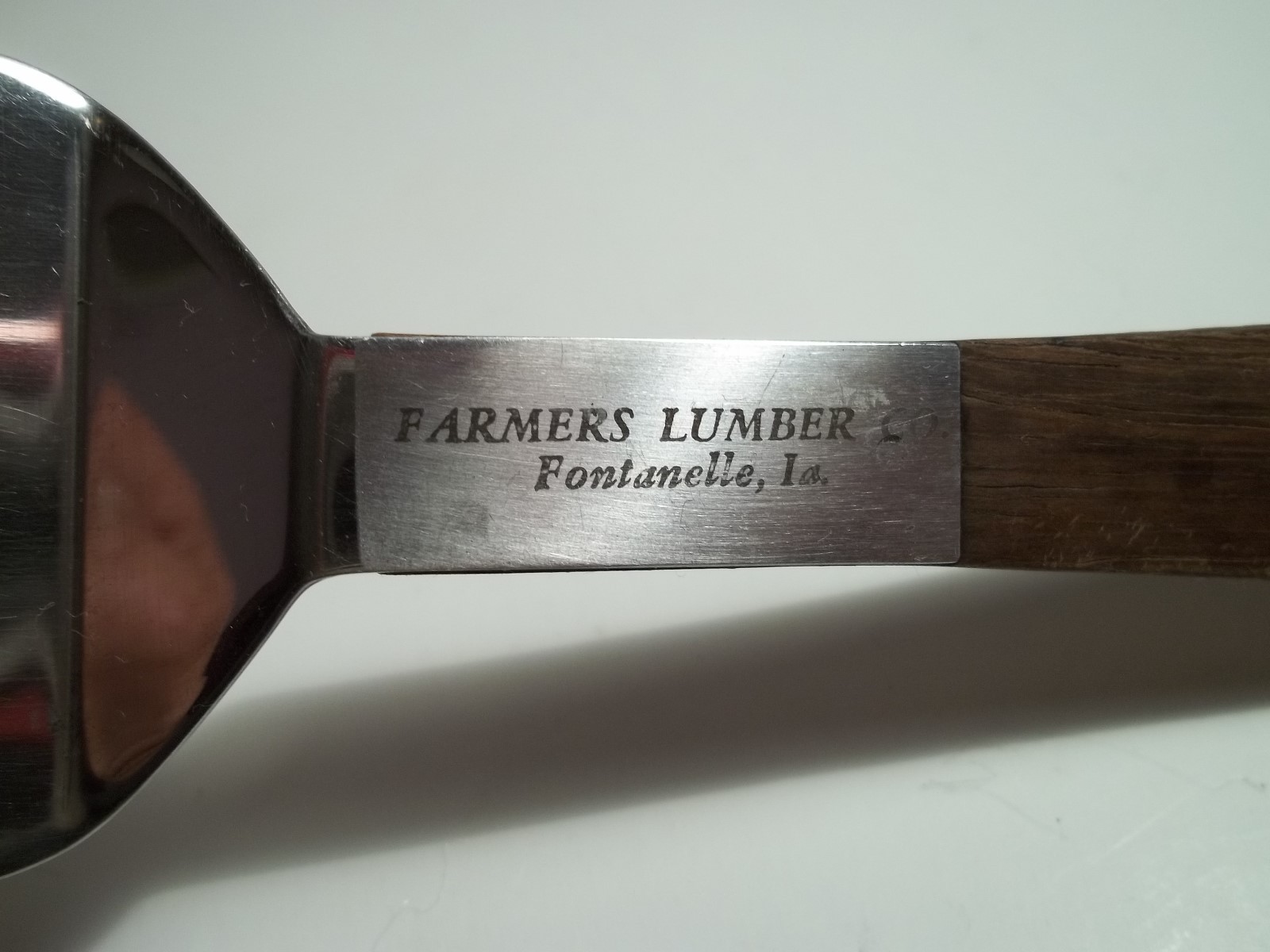 Vtg MCM Advertising Ladle and Pie Server FARMERS LUMBER CO Fontanelle Iowa