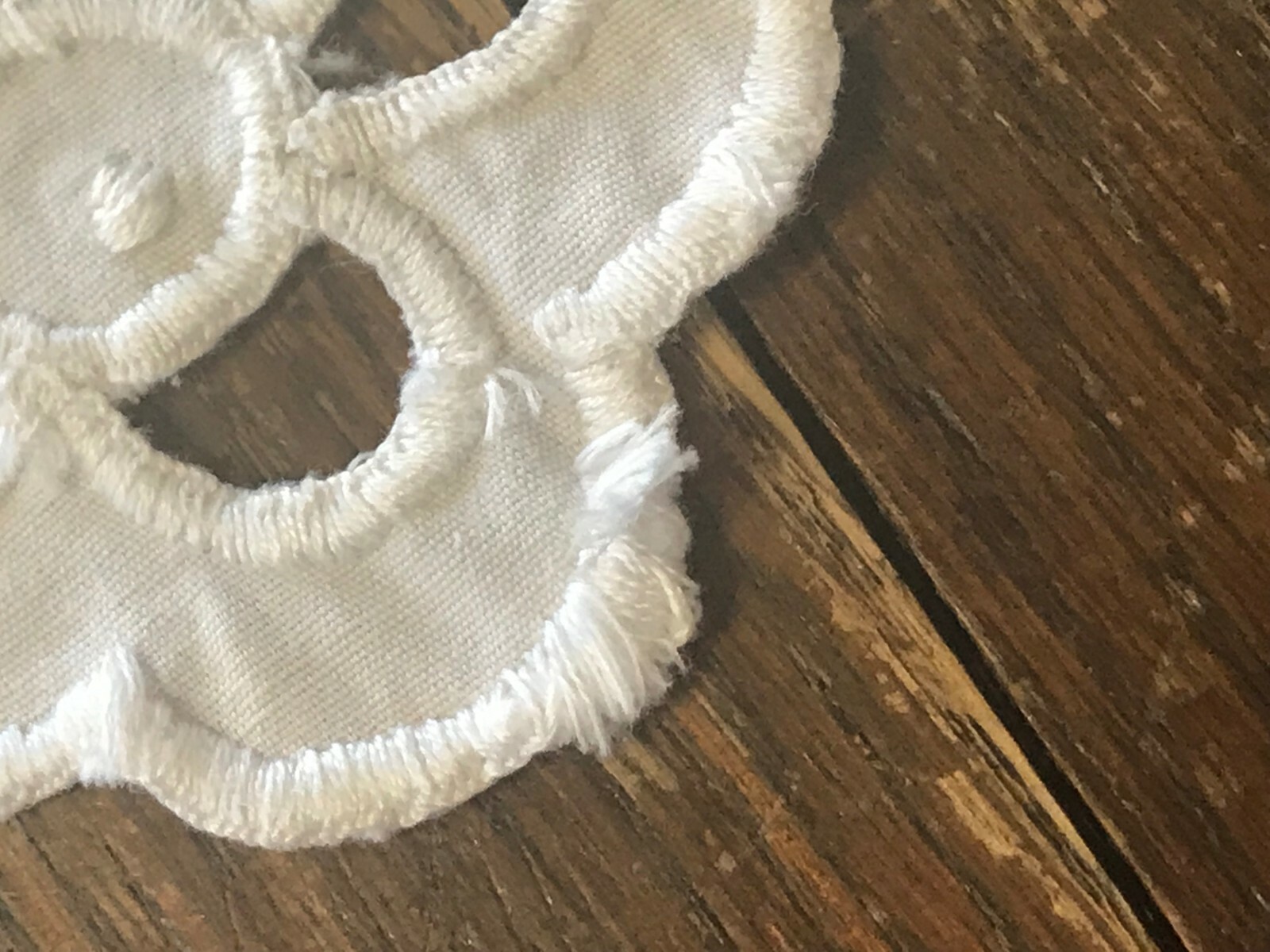 Vintage Bright White Small Cut Work Cotton Table Runner 17.5