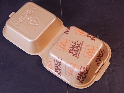 Vintage McDonalds RARE Unused 1990 Big Mac Clam Shell Styrofoam Container Adv