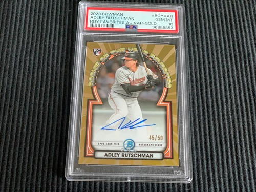 2023 BOWMAN ADLEY RUTSCHMAN *ROOKIE OF YEAR GOLD #45/50 PSA