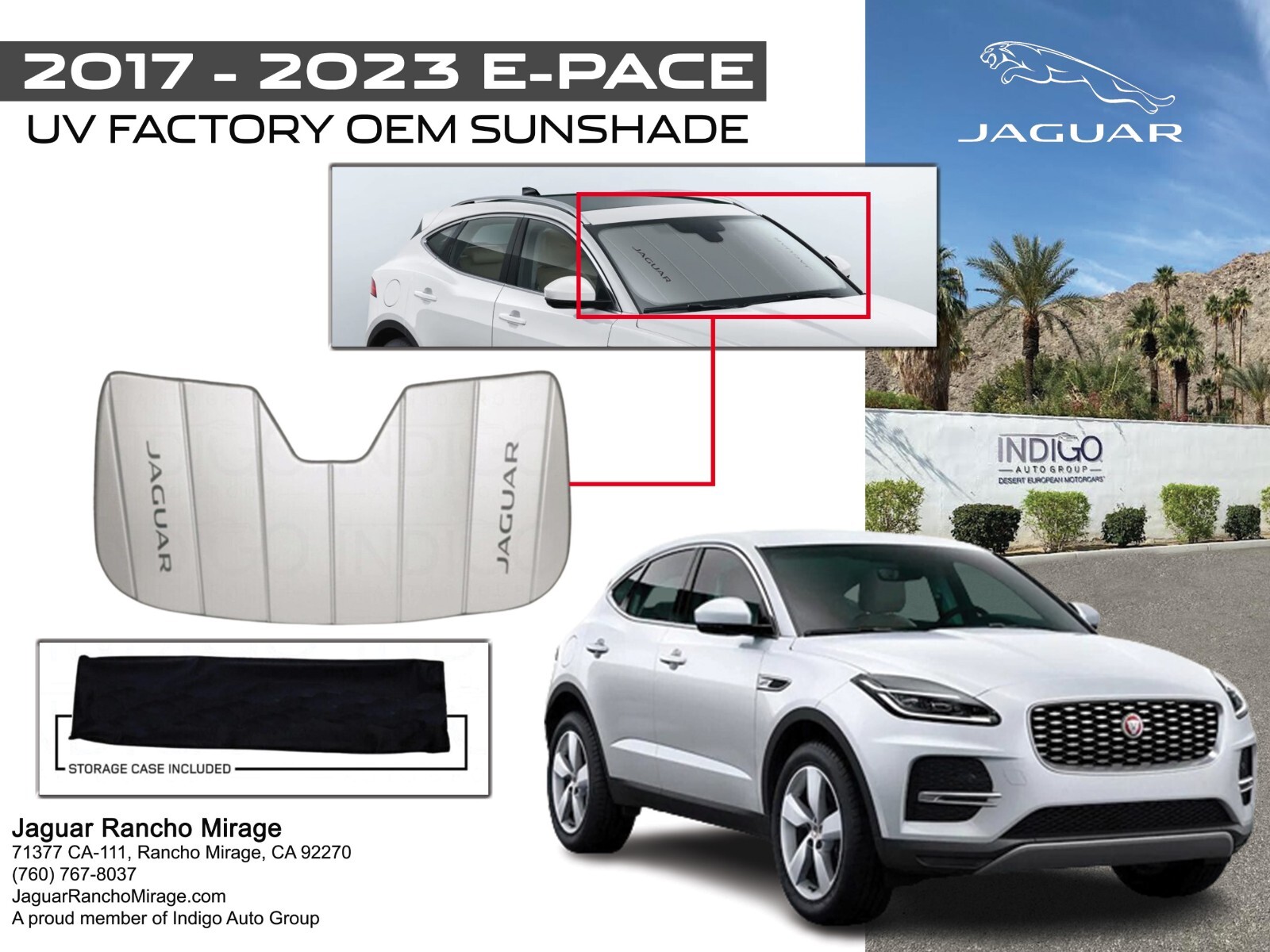 JAGUAR純正 E-PACE用フロントガラス用サンシェード USジャガー純正 専用設計 JAGUAR ロゴ入 サンシェード 吸盤不要