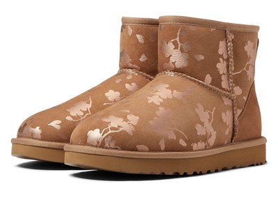 

Женские ботинки UGG Classic Mini с цветочным принтом из фольги