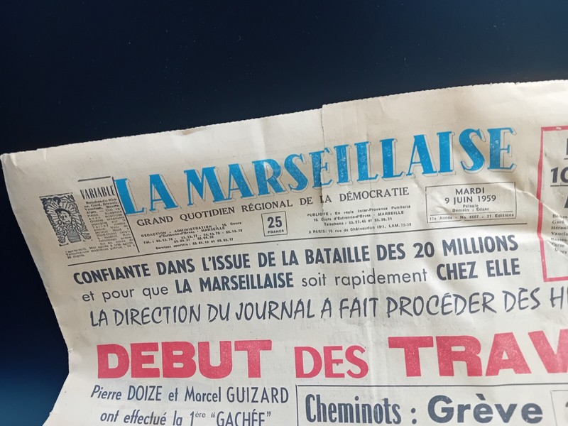 Journal La Marseillaise Mardi 9 Juin 1959