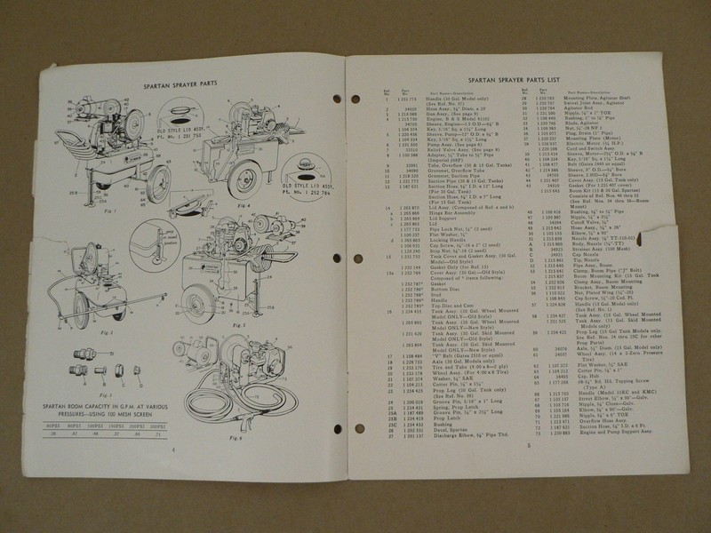 John Bean Spartan Sprayers Owners Manual Service Repair Parts List 1965