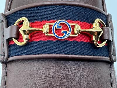 Pre-owned Gucci Ayrton Webstripe Horsebit Driving Driver Loafers Moccasin Flat Shoes $740 In Brown