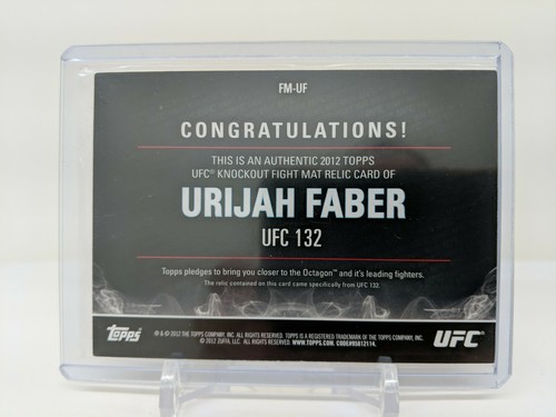 Urijah Faber UFC Topps 2012 Knockout Fight Mat Relic  022/288