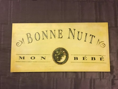 Vintage Bonne Nuit Canvas Wall Decor, French For Good Night My Baby