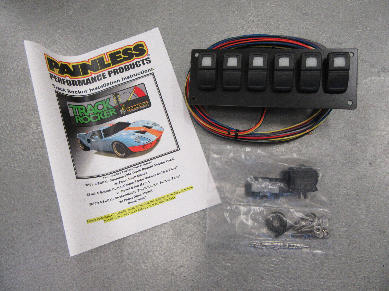Painless Performance Track Rocker 6 Switch Panel Dash Mount 58104 Painless Performance Track Rocker 6 Switch Panel Dash Mount 58104