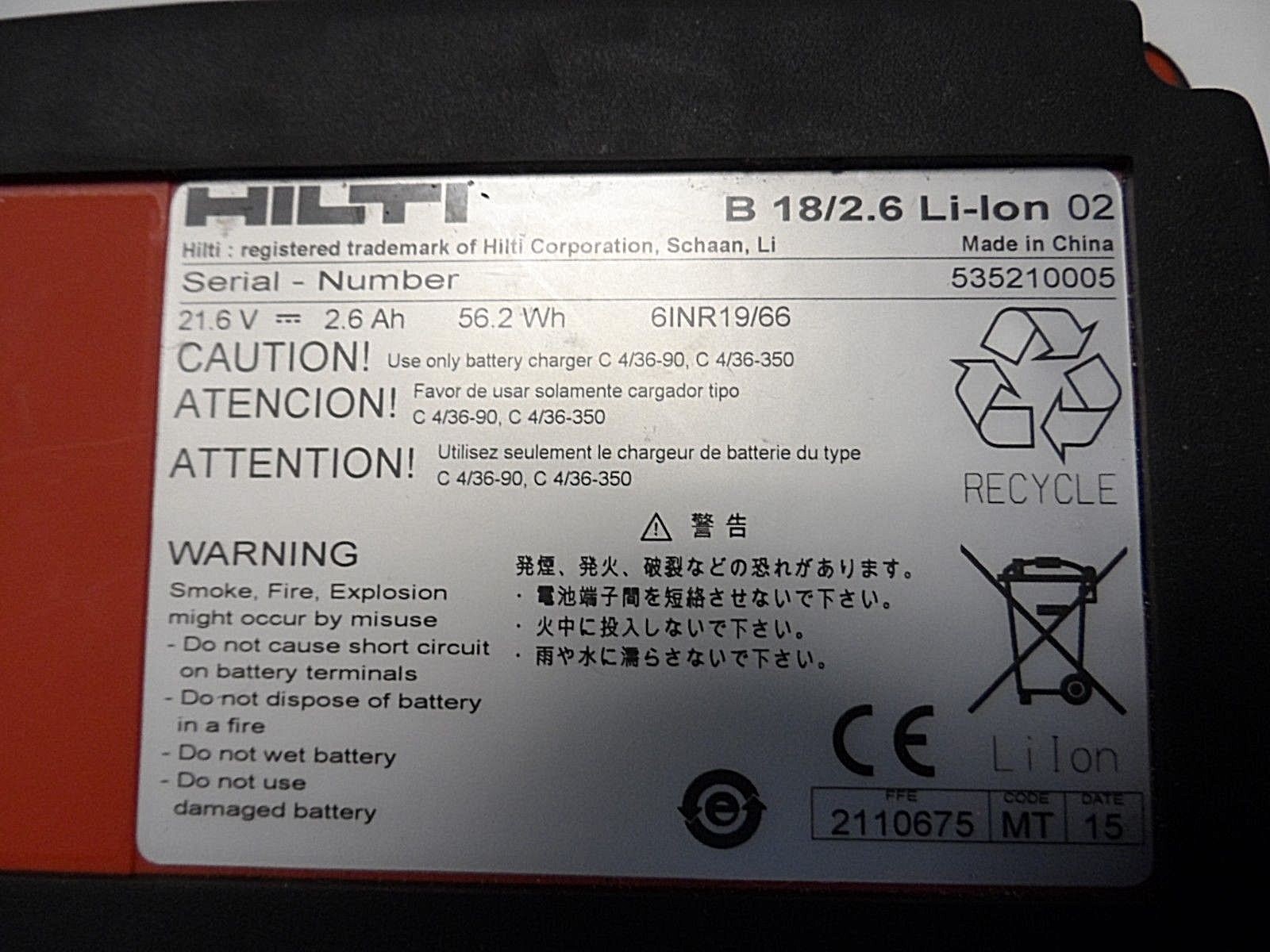 Hilti SFC 18-A  CPC 22V Lithium-Ion Compact Drill/Driver Kit 2 Battery's