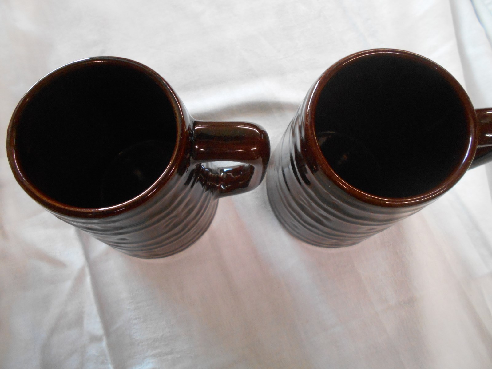 2 vintage Marcrest stoneware USA mugs ringed