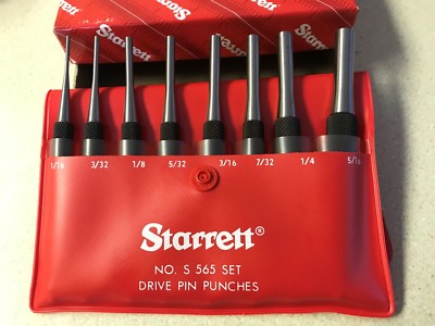 STARRETT 8PC DRIVE PIN PUNCH SET IN CASE #S565PC  #52587 