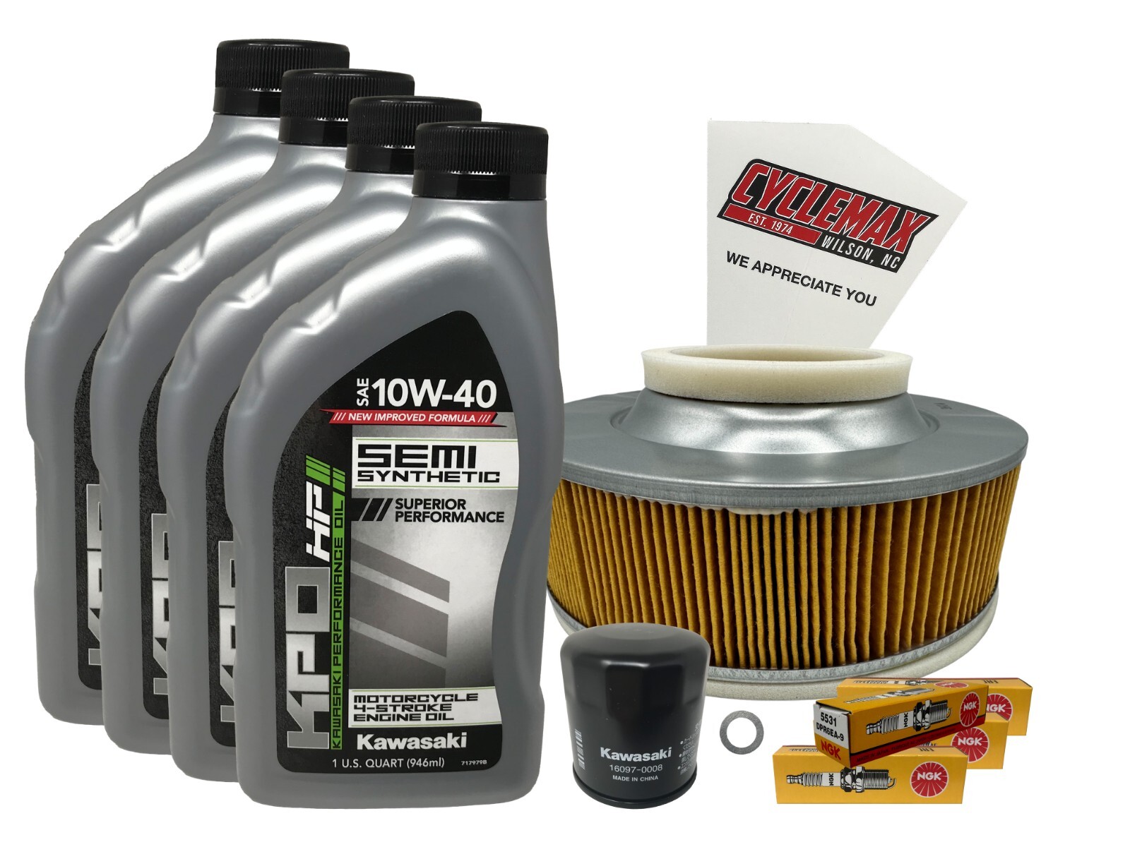 m m Cyclemax Semi-Synthetic Tune Up Kit w/ Plugs fits Kawasaki