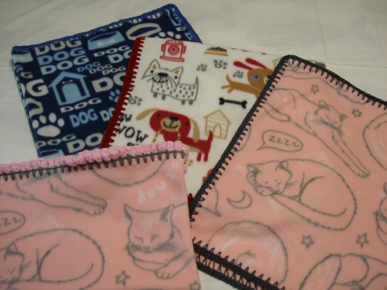 Clearance-Kitty Cat Blanket -Fleece with hand crocheted border- Free Shipping