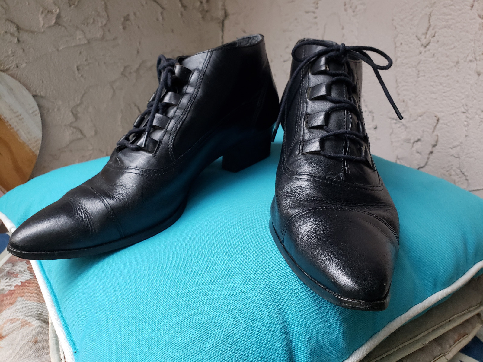 VINTAGE Corsina BLACK WITCH Boots Ankle Boots 80s Leather Made in Brazil size 9M