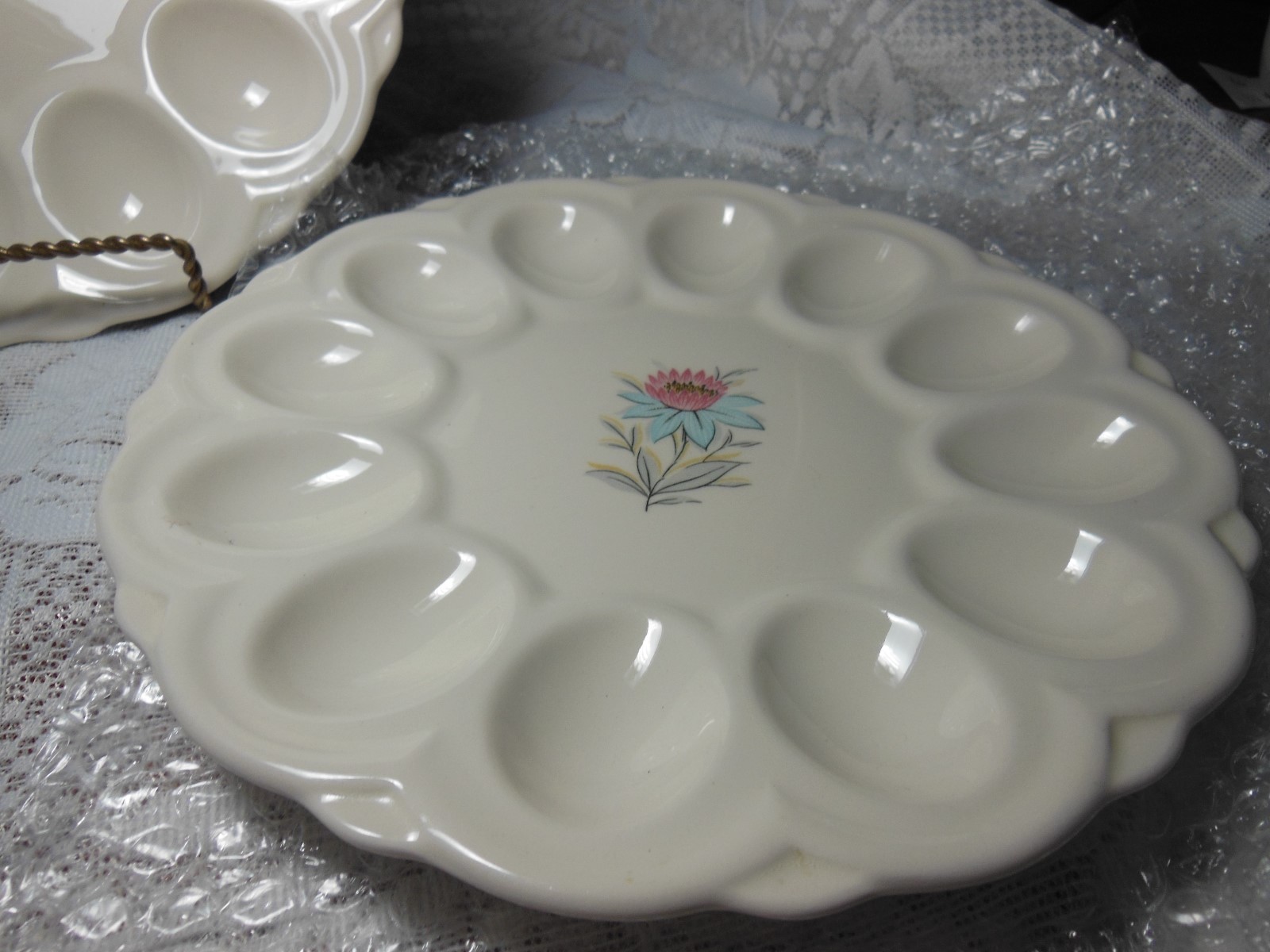 Vintage Steubenville Fairlane Deviled Egg Plate Flowal 50's Very NICE Items