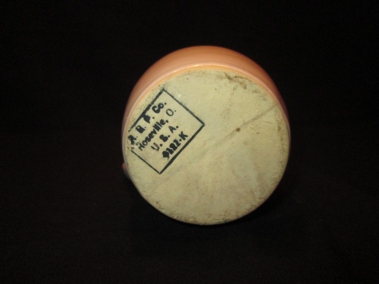 R.R.P. Co. Roseville USA Pottery Pitcher / Creamer Beige / Dark Brown 5