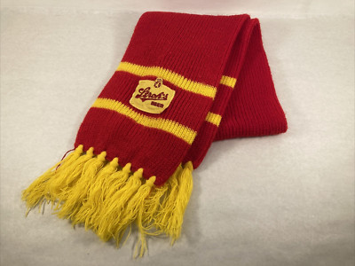 Vtg Stroh s Beer Winter Scarf 45'' PATCH Red & Yellow Striped