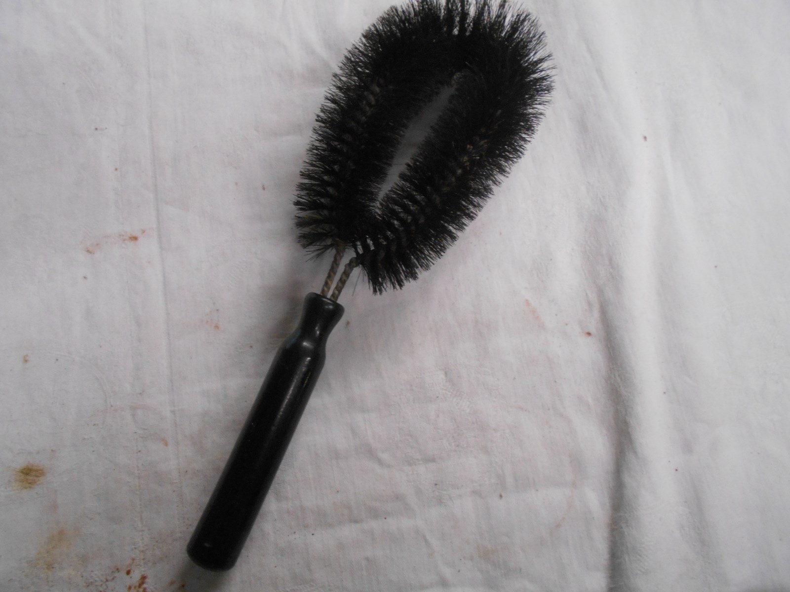 primitive  black bristle brush with wood wooden black handle
