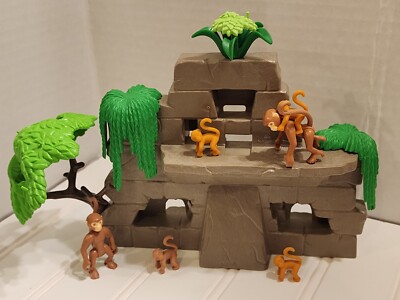 Playmobil Spidermonkey Family, 3015 Aztec Rock, Plants Zoo Jungle Rainforest