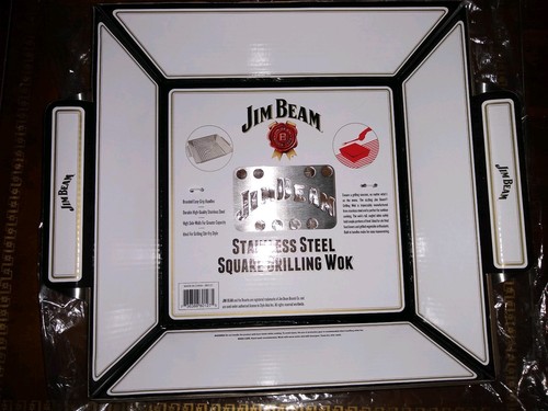 Jim Beam Stainless Steel Square Grilling Wok with Easy-Grip Handles