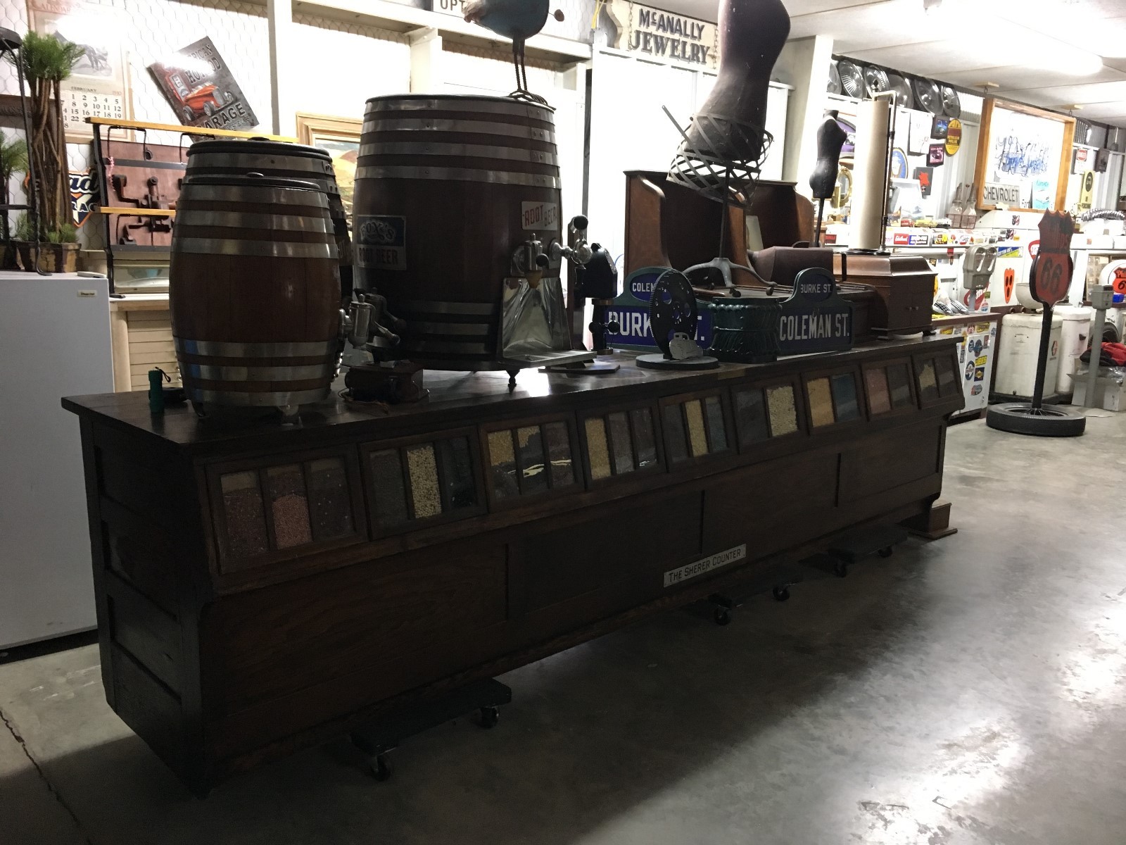 Original antique SHERER 23 drawer 12 foot OAK  GENERAL STORE SEED/BEAN COUNTER i