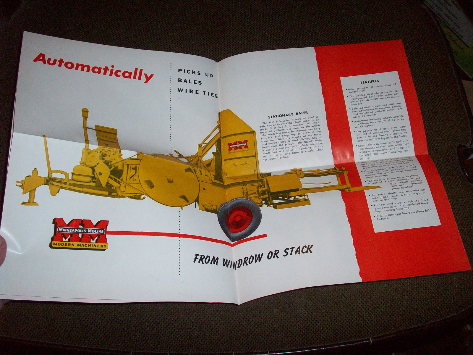1950's Minneapolis-Moline Bale-O-Matic Hay Baler Advertising Brochure
