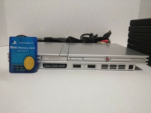Sony PlayStation 2 Silver Slim Bundle: Controller, 6 Games + Memory Card